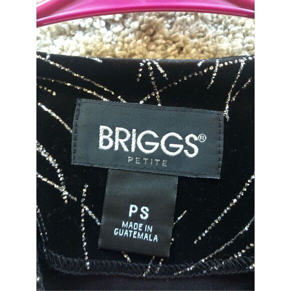Briggs Women’s Black 3/4 Sleeve Silver Wisp Design Blouse Size Petite S - Picture 5 of 6